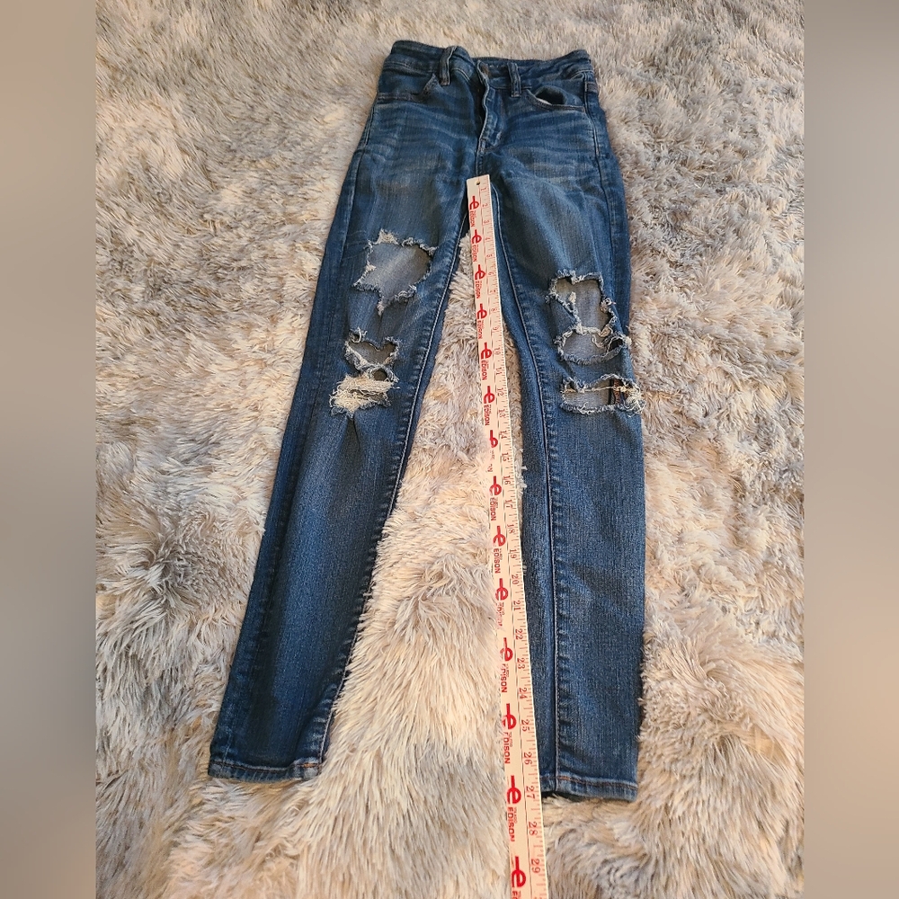 American Eagle Women's Distressed Blue Jeans - Picture 2 of 9